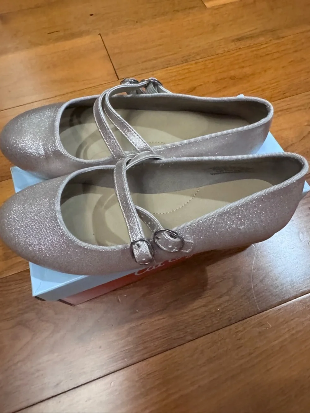 Cat & Jack Shimmery Double-Strap Flats in Gold/Rose